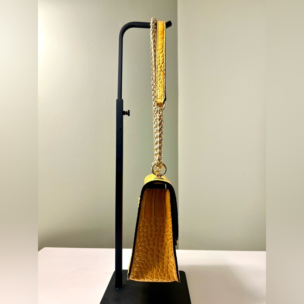 Michael Kors Yellow Croc-Embossed Shoulder Bag - Picture 3 of 15
